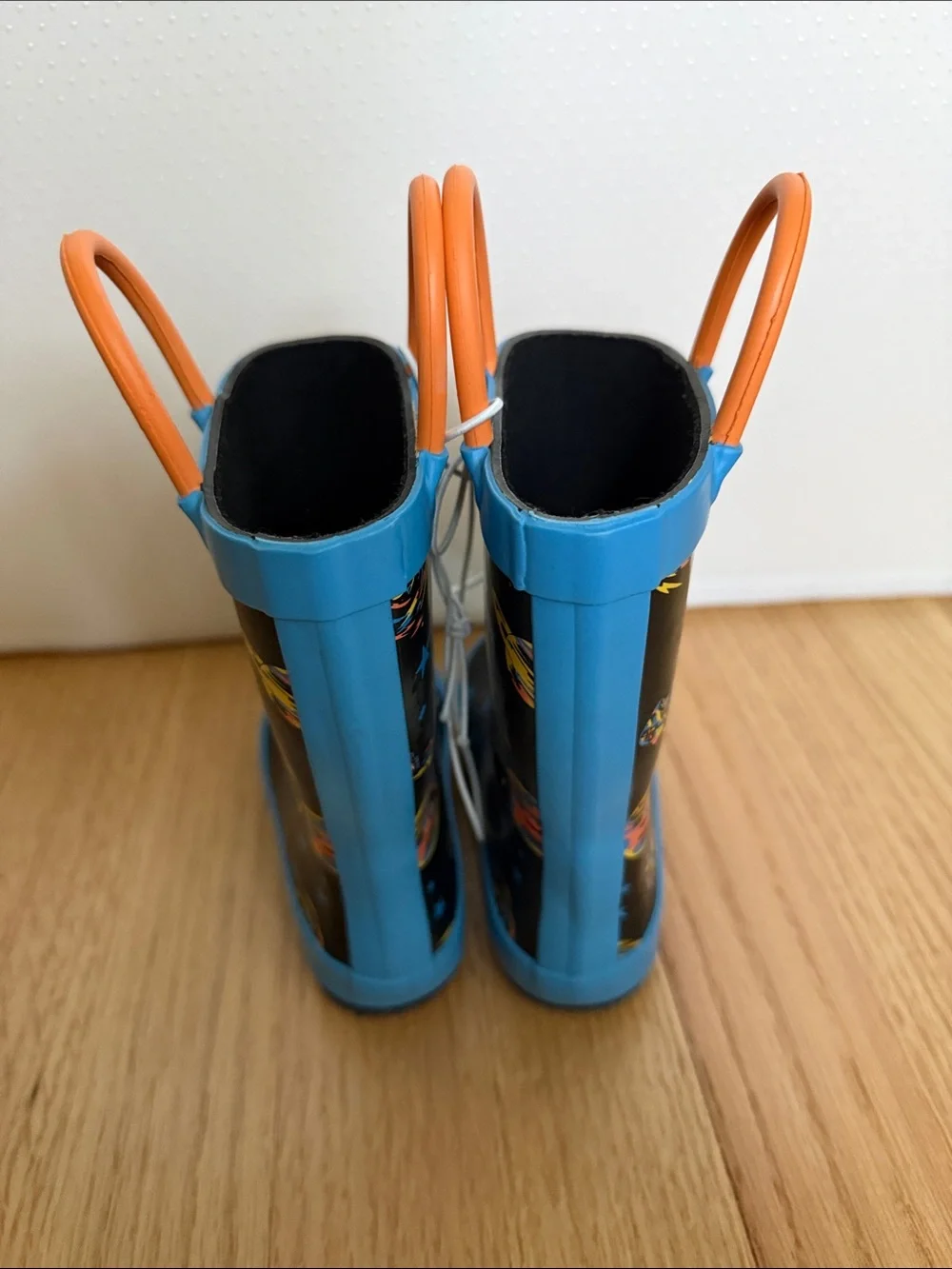 Target Kids Space Rain Boots Black with Blue and Orange